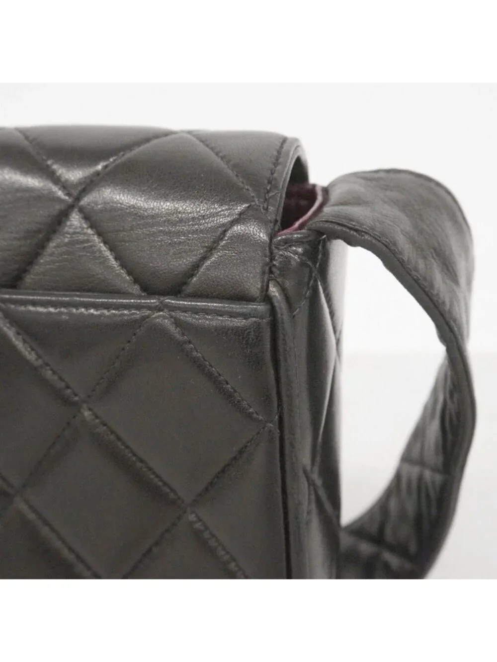 Chanel Shoulder Bag Quilted Lambskin Black Gold